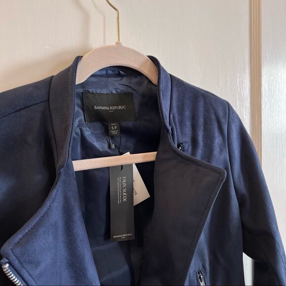 Banana Republic Petite Blue Faux Suede Moto Jacket - Picture 8 of 12